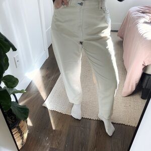 High-Waisted White Levi Jeans